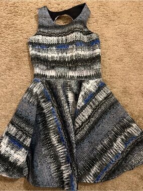 Girls Black, Gray & Blue Fit-and-Flare Dress